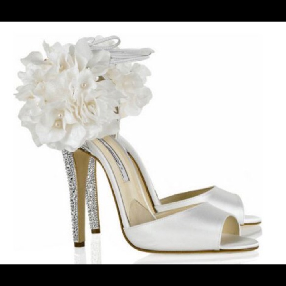 Brian Atwood white hydrangea Sandal